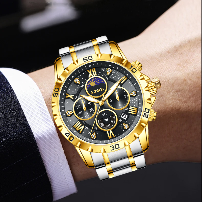 Luxury Quartz Watch Brands - LIGE Top Brand Luxury Quartz Man