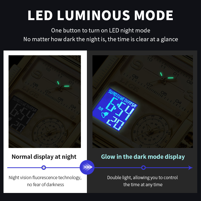 LIGE 2026 Fashion Dual Display - Luxury Watch Moon Phase review and price