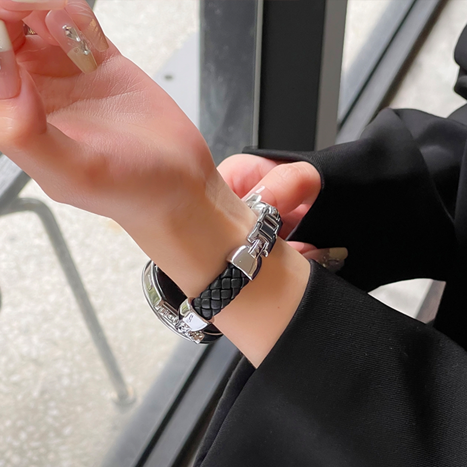 Metal Leather Woven Strap For  - Luxury Watch Galaxy review and price